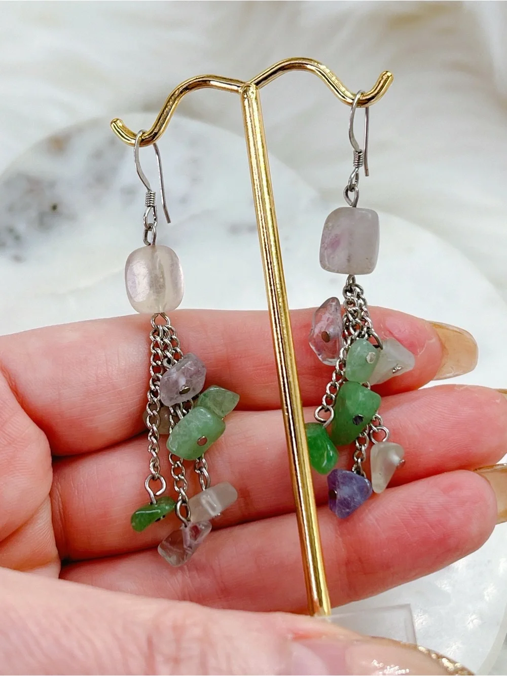Quartz amethyst silver 2” gemstone earrings